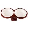 Fixable Pets Double Bowls Dogs Cats Bowls Pet Supplies Cat Accessories -Brown