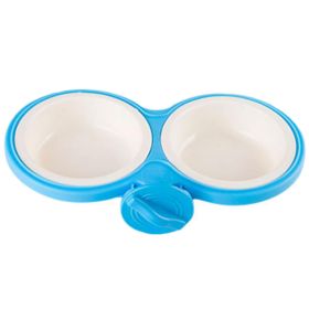Fixable Pets Double Bowls Dogs Cats Bowls Pet Supplies Cat Accessories -Blue