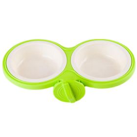 Fixable Pets Double Bowls Dogs Cats Bowls Pet Supplies Cat Accessories - Green