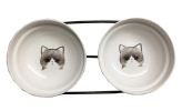 Little Double Bowls Set Ceramic Feeding Pot/Pet Bowls/Dog Bowls/Cat Bowls For Food & Water S Size(C#04)