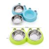 Little Double Bowls Set Feeding Pot/Pet Bowls/Dog Bowls/Cat Bowls For Food & Water M Size(C#06)