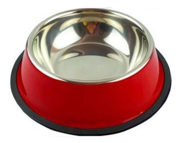 Little Stainless Steel Bowl Set Feeding Pot/Pet Bowl/Dog Bowl/Cat Bowl For Food & Water M Size (Red)