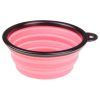 Portable Silicone Pets Bowls Dogs Cats Bowls Pet Supplies Dog Accessories- Pink