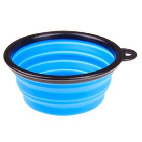 Portable Silicone Pets Bowls Dogs Cats Bowls Pet Supplies Dog Accessories- Blue