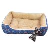 Fashion Pet Bed Pet House Rectangle Doghouse Kennel for Small Cat Dog Blue+Beige