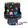 Size M for Puppy Leash Collar Black Rabbit Pattern Dogs Harness Supplies