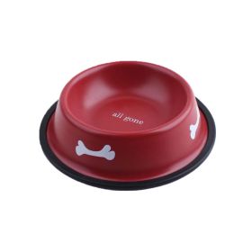 Stainless Steel Bone Pattern Round Dog Bowl Pet Bowl Feed Bowl for Dogs Cat 7.4"