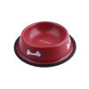 Stainless Steel Bone Pattern Round Dog Bowl Pet Bowl Feed Bowl for Dogs Cat 7.4"