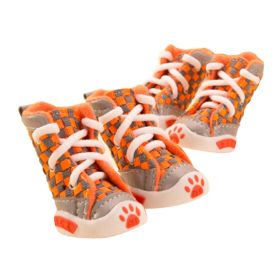 Pets Shoes for Dogs or Cats Boots for Summer (Orange Plaid Pattern)