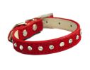 Adjustable Leather Rhinestones Studded Dog Collar Pet Collar(9~13 In, RED)