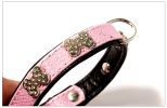 Rhinestone Decorated Bone Style Collar for Dogs PINK (Fit 21~27 neck)