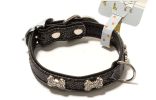 Rhinestone Decorated Bone Style Collar for Dogs BLACK (Fit 21~27 neck)