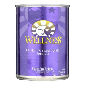 Wellness Pet Products Dog Food - Chicken and Sweet Potato Recipe - Case of 12 - 12.5 oz.
