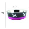 Spacious Stainless Steel Pet Bowl Bonded Fusion Pink Base By Boomer N Chaser