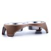 Plastic Framed Double Diner Pet Bowl in Stainless Steel, Small, Gold and Silver