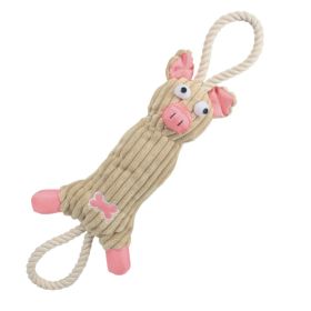 Jute and Rope Plush Pig Dog Toy (Color: Brown)