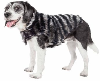 Pet Life  Luxe 'Chauffurry' Beautiful Designer Zebra Patterned Mink Fur Dog Coat Jacket (size: small)