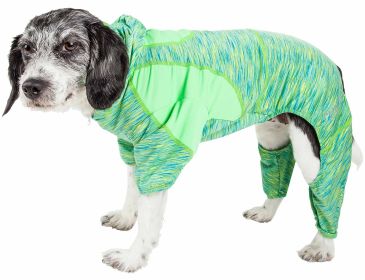 Pet Life  Active 'Downward Dog' Heathered Performance 4-Way Stretch Two-Toned Full Body Warm Up Hoodie (Color: Black, size: small)