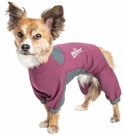 Dog Helios  'Rufflex' Mediumweight 4-Way-Stretch Breathable Full Bodied Performance Dog Warmup Track Suit (Color: Blue, size: small)