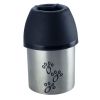 Plastic Fin Cap Pet Travel Water Bottle in Stainless Steel, Small, Silver and Black
