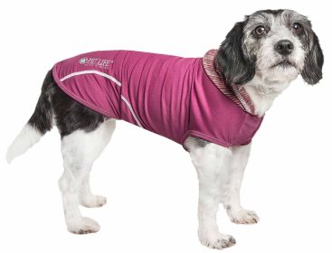 Pet Life  Active 'Pull-Rover' Premium 4-Way Stretch Two-Toned Performance Sleeveless Dog T-Shirt Tank Top Hoodie (Color: Maroon, size: X-Small)