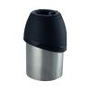 Plastic Fin Cap Pet Travel Water Bottle in Stainless Steel, Small, Silver and Black